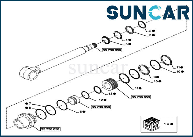 China Máquina escavadora Hydraulic Repair Kit da esteira rolante de Kit For Case CX750DRTC do selo do cilindro do crescimento LZ014870 supplier