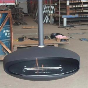 600mm Modern Black Roof Mounted Cocoon Hanging Suspended Ethanol Fireplace