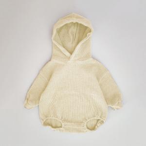 Baby Waffle Hoodie Newborn Long Sleeve Romper 100% Cotton