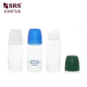China BLPG-C 60ml Clear Transparent Empty Glass Roll On Deodorant Gel Bottle With Logo Printed wholesale