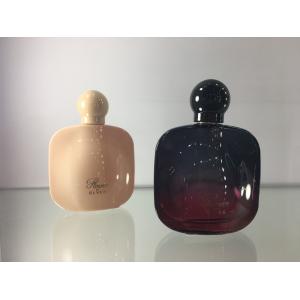 China OEM 50ml Glass Luxury Perfume Bottles Flat Shape With Ball Cap supplier
