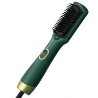 China Negative Ions Electric Straightening Brush Ceramic Straightener Hot Air Curly Hair Brush on sale
