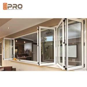 Double Glazed Folding Open Aluminum Bifold Windows White Color folding vertical window door windows interior bi-fold