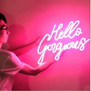 Soft Silicone Led Neon Sign Home Decoration Pink Neon Letter Lights