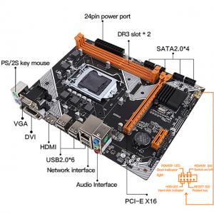 Sata2.0 H61 LGA 1155 Motherboard DDR3 Dual Channel 100m Network Card