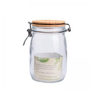 Mason Airtight Empty Glass Jars With Wooden Lids 1000ML Capacity