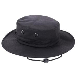 Heavy Cotton Black Boonie Hat , Six Metal Vented Holes Cotton Wide Brim Hat