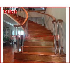 Wrought Iron Staircase VK87S  Wrought Iron Handrail Tread Beech ,Railing tempered glass, Handrail b eech Stringer,carbon