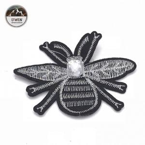Bee embroidered patch , made of rhinestone and bead, various colors and size#C10005