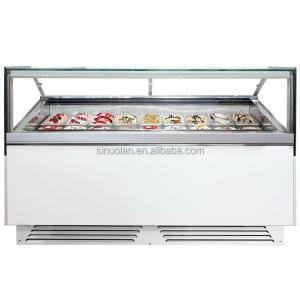 CE Certificated 18 Pans Upright Freezer Display Ice Cream Display Ice Cream Cabinet Factory Supply