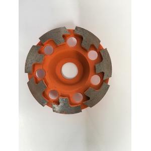 Orange 4 Inch / 6 Inch Double Row Diamond Cup Wheel For Angle Grinder T Shape 125mm 180mm