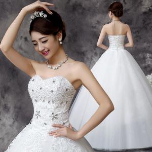 China Spring Hot Sale Beading Princess Waist Bra Lace Flower Shoulder Wholesale Wedding Dress supplier