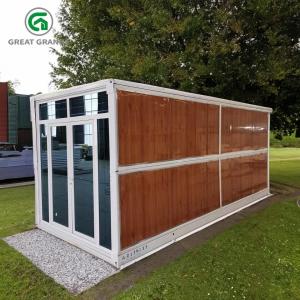 Customized Prefab Folding Container House Steel Glass Door Brown Wall Available For Rental