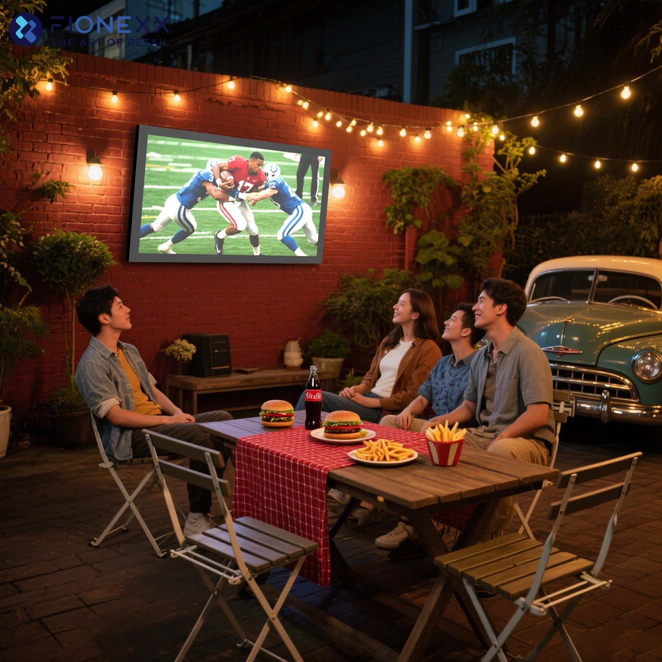 4K Ultra HD Visuals And 3D Surround Sound Outdoor IP55 Weatherproof TV For Partial Sun With Compatible Wall Mount