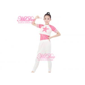 MiDee Girl White Dance Outfits Spandex Hip Hop Dance Dress Gym Suit
