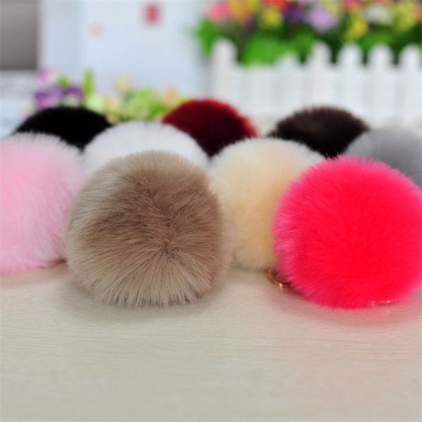 New fancy cute cheap faux fox fur pom pom ball key chain / Small pom pom key