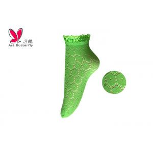 China Lace Opening  Women'S Fishnet Ankle Socks With Shiny Floral Lace OEM supplier