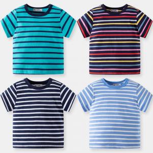 China Children'S Sports Shirts Customized Boy T-Shirt Children'S Cotton Striped T-Shirt supplier