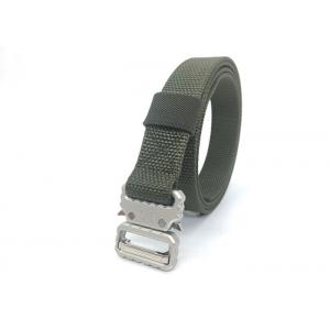 Army Green Polyester Webbing Belt / Men Waist Belt With Plastic Buckle