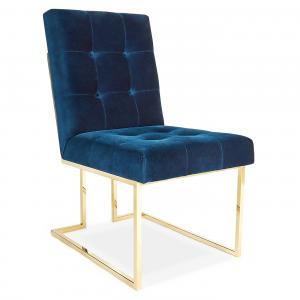 Velvet Metal Frame Upholstered Chair , Brass Steel Frame Dining Chairs