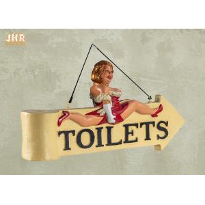 Funny Fat Lady Toilet Direction Signs Decorative Polyresin Figurine Wall Hanging Sign