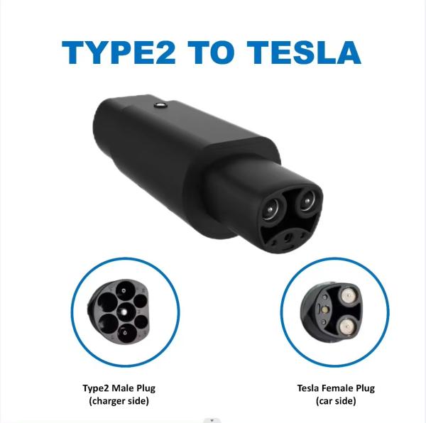 IEC 62196 EVSE Adapter 16A 32A EV Charger Connector Type 2 To TESLA EV Adapter