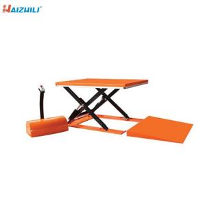 Yellow Electric Static Scissor Lift Table With Low Profile Hydraulic Pump