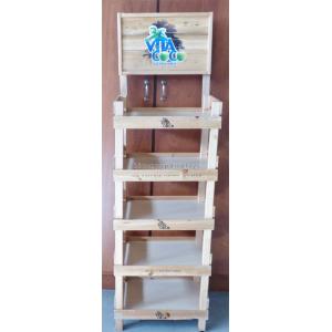 China Retail Store Shelving System Wooden Display Stand With Custom Advertising Logo supplier
