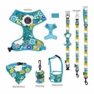 No Neck Injuries Leather Dog Harness Set Customizable Fit Resist Fraying