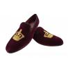 China Motif Mens Summer Loafers , Slip On Crown Embroidery Mens Velvet Slippers wholesale