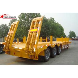 China 45 - 100 Tons Lowboy Drop Deck Trailer , 3.5 Bolted King Pin Low Flatbed Trailer supplier