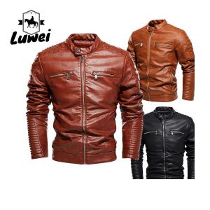 Winter Jaket Wholesale Retro Windbreaker Utility Black Blank Crop Parka Stand Collar Pu Leather Motorcycles Jaket