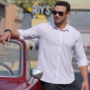 2022 Men's Oversized Tshirt Poplin Fabric Long Sleeve Casual Style Plus Size Shirts