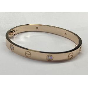 China 6.1mm Width 18K Solid Gold Jewellery Bangle 0.42carat With 4 Diamond supplier