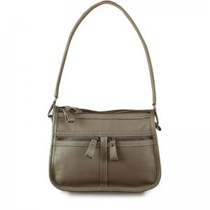 China Khaki Sling Dumpling Slouchy Soft Leather Hobo Handbags Purse supplier