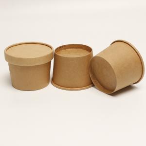 China Heat Resistant Soup Paper Cup With Lid Disposable Kraft Take Away Bowl supplier