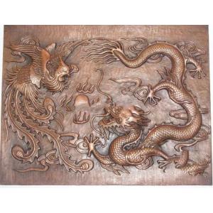 Copper Bronze Relief Sculpture Dragon Phoenix Statue For Decoration