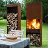 China Outdoor Wood Burning Rectangular Column Corten Steel Fireplace Cooking Stove wholesale