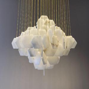 Hexagonal Shape Marble Ceiling Light White Pendant Light 3000K