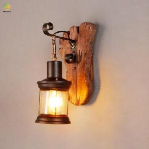 China Industrial Vintage Wooden Metal Painting Modern Wall Light For Home Corridor Decorate supplier