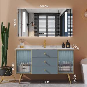 LED Mirror Ceramic Top Bathroom Vanity Wall Mounted Solid Wood