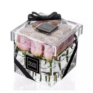 China Factory Price Clear Acrylic Box OEM/ODM Transparent Preserved Rose Acrylic Box With Drawer rose gift supplier