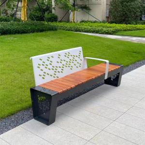 Galvanized Steel Outdoor Metal Bench With Knocked Down Backrest