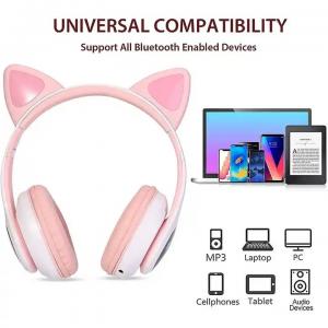 Hot Sale Cat Ear B39 Wireless Headphone With LED Light Wireless Earphone Support TF Card Gaming Headset For Children