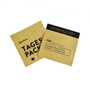 Custom Printed Coffee Loose Tea Sample Sachets 8x8cm Kraft Paper Bag Recyclable Kraft Paper Bag Customized