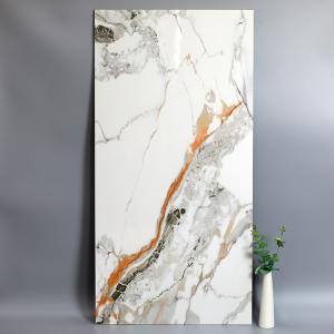 China Calacatta White Gold Veins Marble Porcelain Slab Tile Sintered Stone 600x1200mm supplier