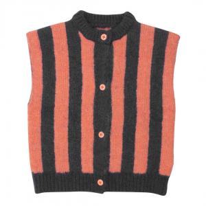 China Kids Wool Cotton Blend Striped Chunky Knitted Sweater Vest Button Down Cardigans Hand Knit Waistcoat supplier