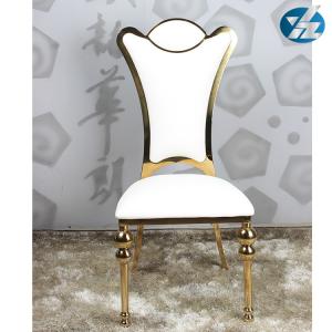 China 55X60X110 SS Upholstered Dining Chair Gold Plated Hotel Wedding Event Chairs supplier