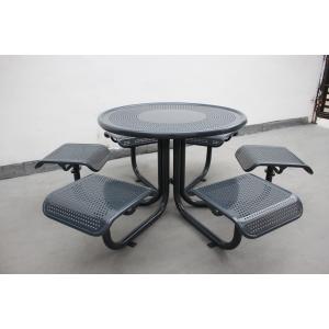China Perforated Metal Outdoor Picnic Tables Round With Six Chairs supplier