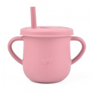 Pink Sippy Cup With Handles 150mL Kids Silicone Cup Cute Cartoon Design